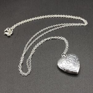 Silver Heart Locket Pet Paw Necklace Woman's Christmas Anniversary Birthday Gift